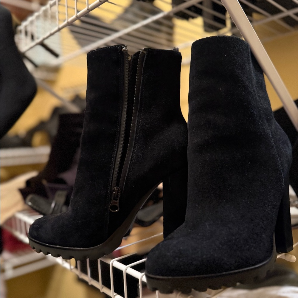 Aldo Black Suede Heeled Boots